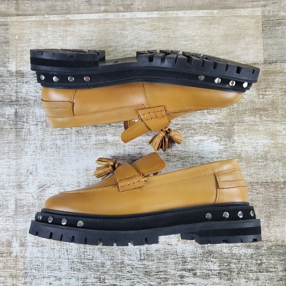 Free People Teagan Tassel Loafers Shoes Womens Sz 9 Caramel Cafe Goth Gothic